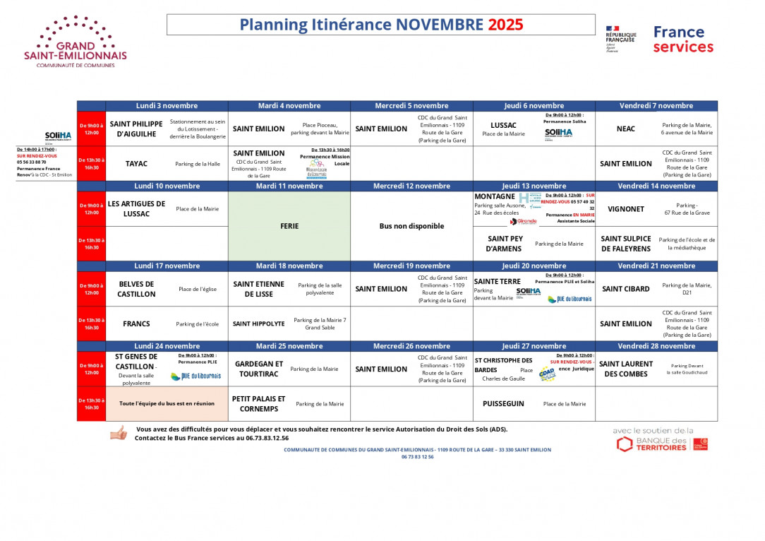Planning Bus France services CDC du Grand Saint Emilionnais - Novembre 2025_page-0001.jpg